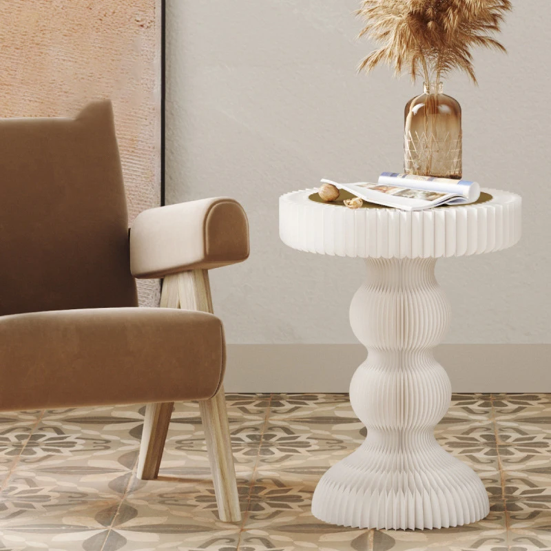 Kraft Paper Folding Side Table Honeycomb Flexible Round Table Accordion Waltz Folded Bed Side Coffee Table Design Decoration