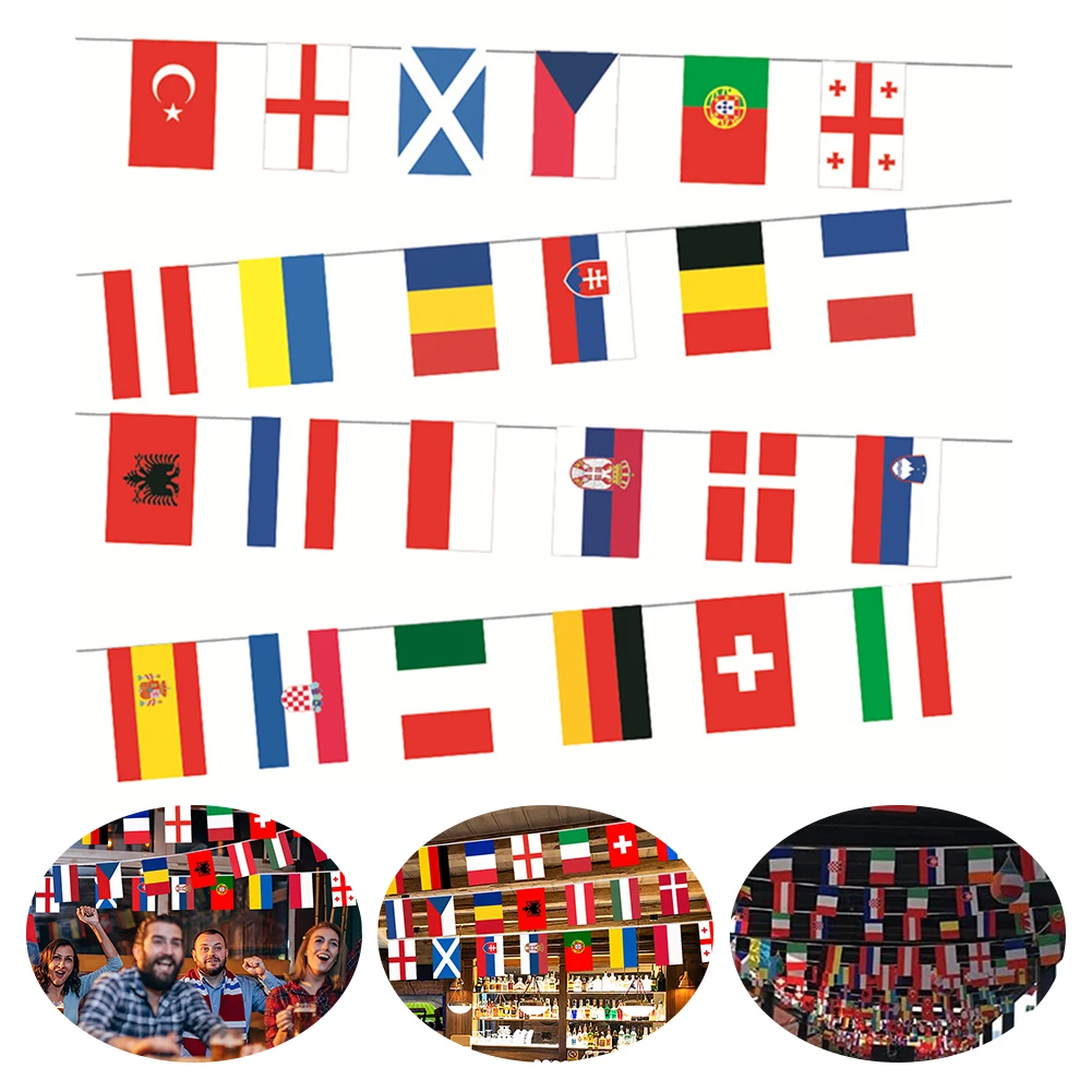 

2024 Europe Countries Flag Printed 7M 24 Countries Hanging String Flags Bunting National String Flags for Football Event Decor