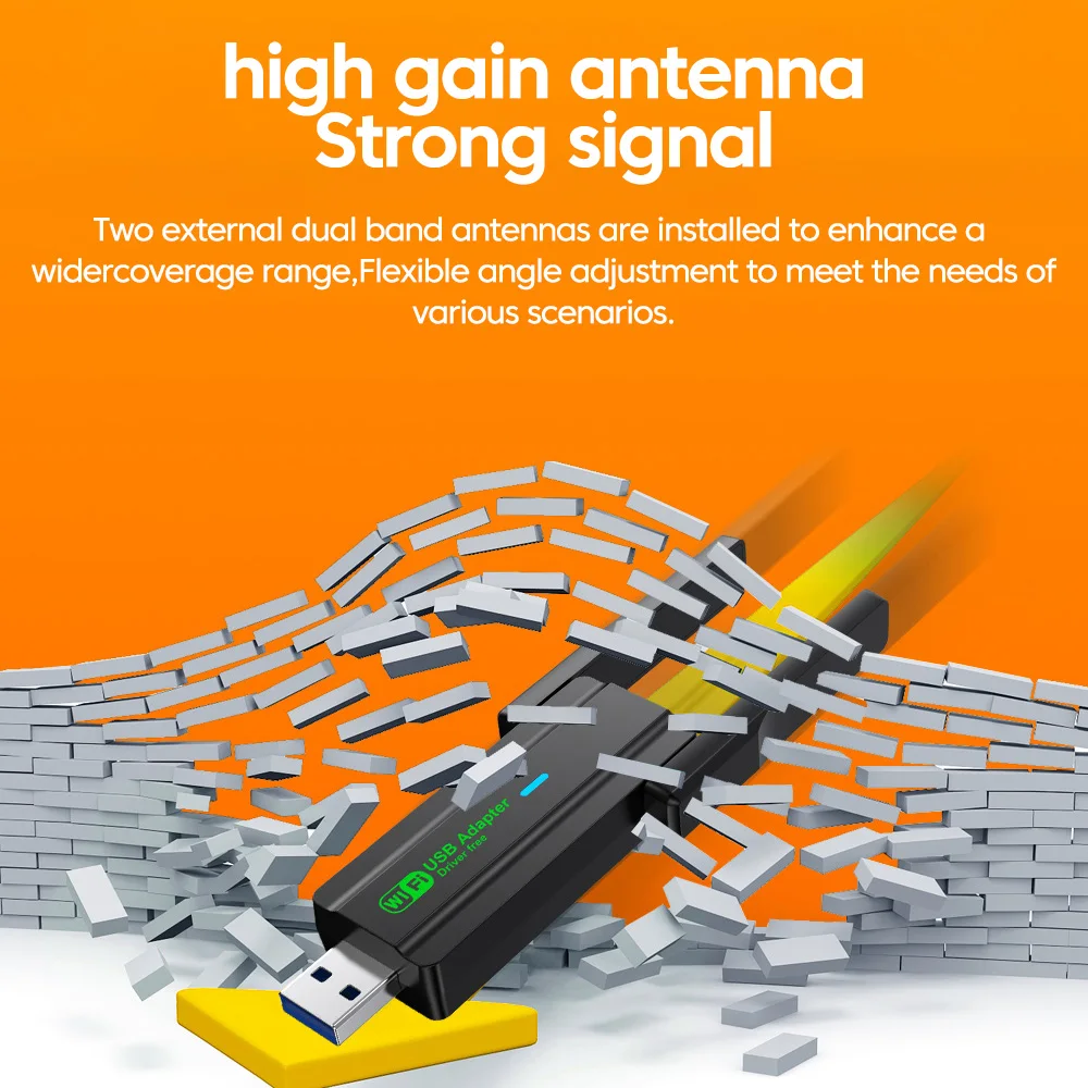 Adaptador usb wifi 650mbps/1300mbps 2.4ghz + 5.8ghz placa de rede sem fio de banda dupla driver grátis para pc windows xp/7/8/8.1/10/11