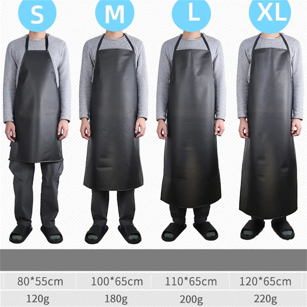 PVC Apron Kitchen Waterproof Oil-proof Soft Leather Aprons Black Extra-long Apron Anti Fouling Men Chef Barber Work Apron