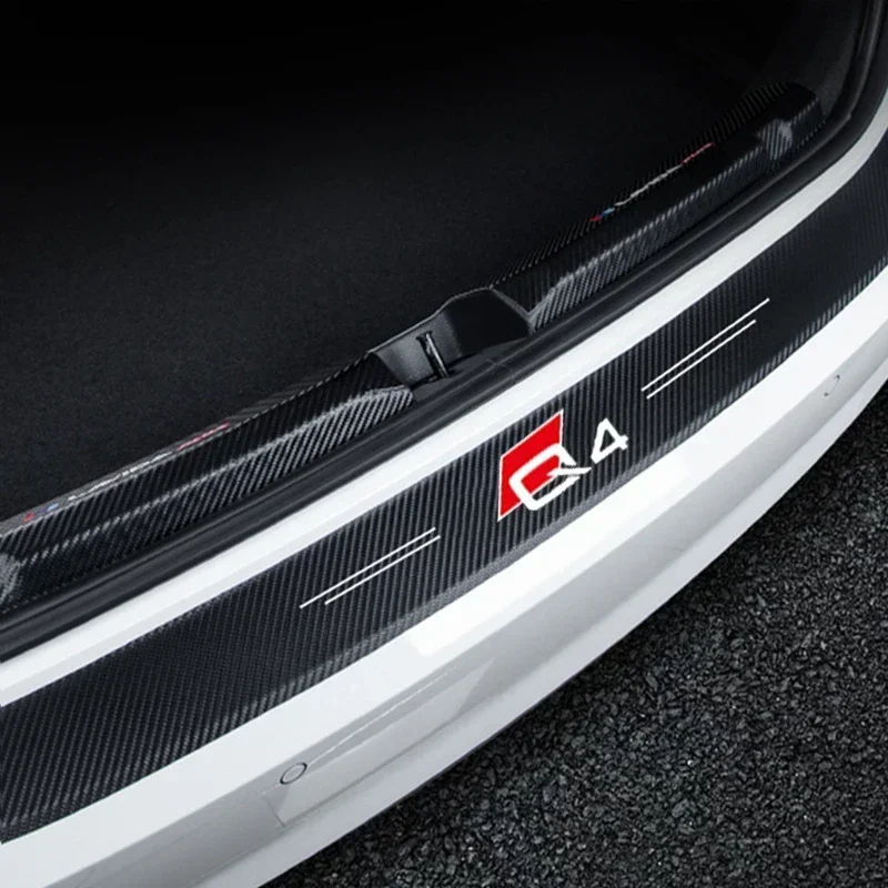 Carbon Fiber Car Door Sill Tirm Anti Scratch Decals Strip for Audi Q4 Badge  Threshold Scuff Plate Waterproof Stickers Interior
