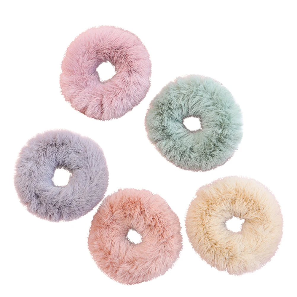 

5pc Rabbit Ties Imitation Hair Ring Accessories Women Daily Wear Ponytail Holders Hair Care Styling