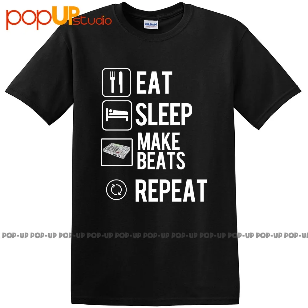 أكل النوم جعل يدق تكرار-EDM الهيب هوب الموسيقى المنتج تي شيرت | حلقات طبل وأصوات تي شيرت | Beatmaker هوديي #1