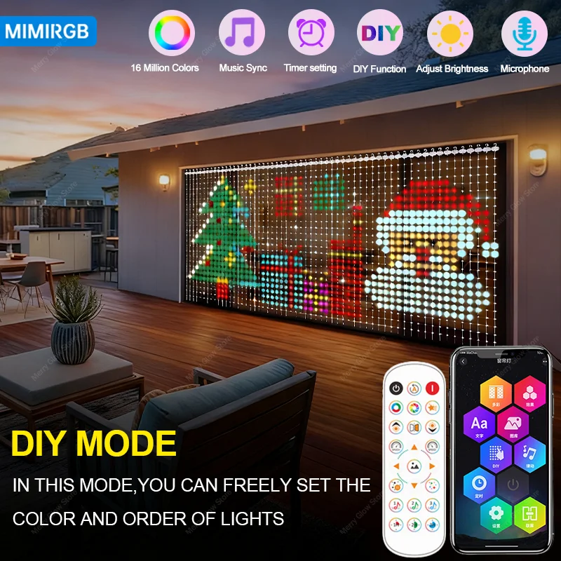 USB Plug Upgraded 256/400LED Smart Curtain Light String Bluetooth APP Control Fairy Lights for Christmas Party Curtain Decorations