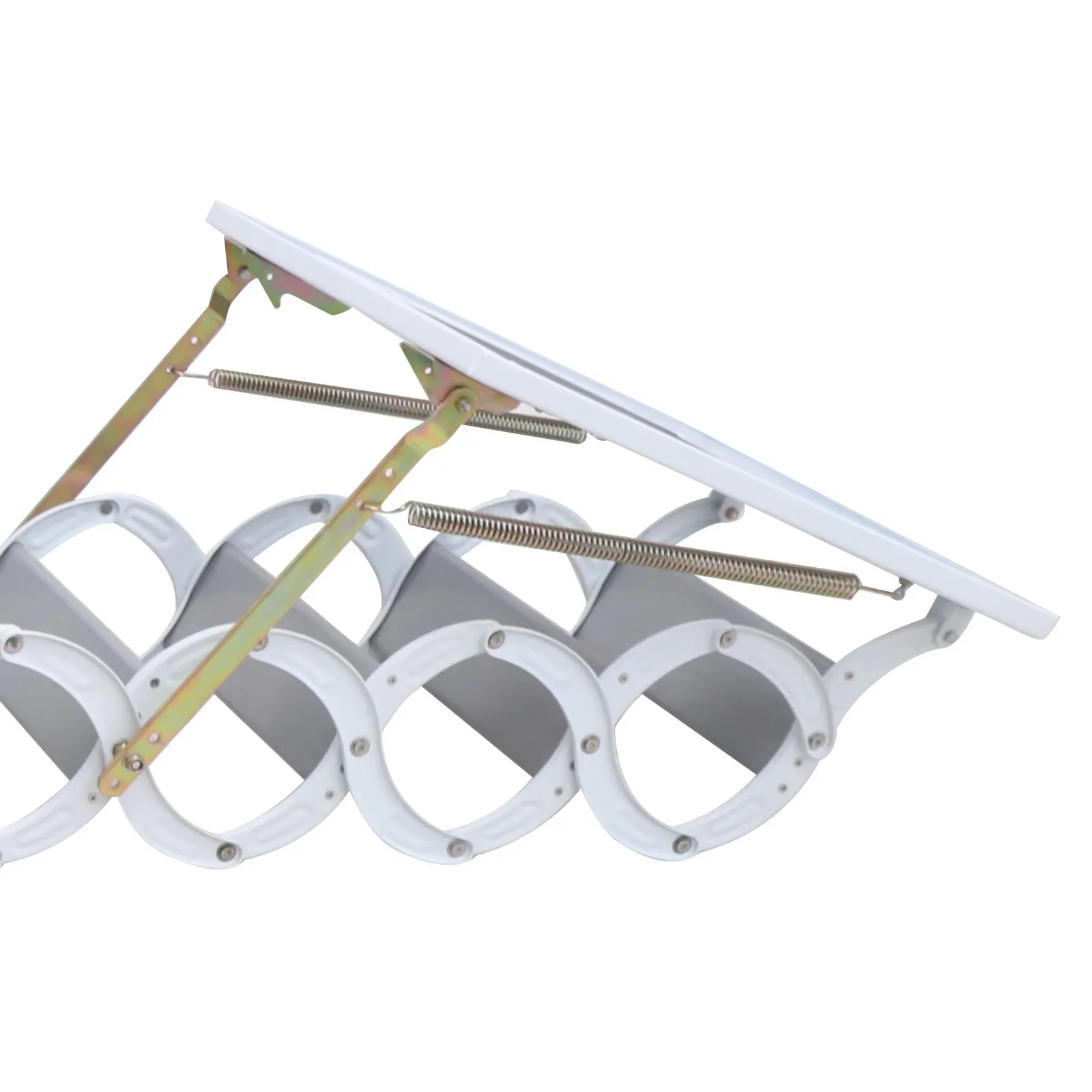 سلم عطلي قابل للطي بـ 12 خطوة مع درابزين أمان - شديد التحمل، للأسقف بطول 10 أقدام، موفر للمساحة على الحائط (600 × 700 × 300 سم)