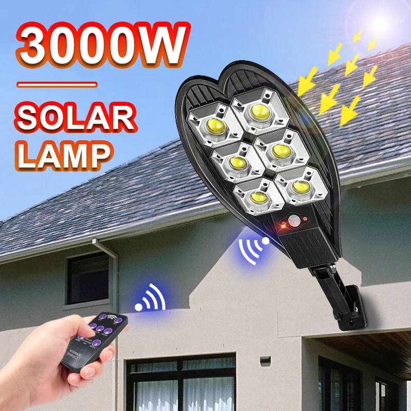 

Солнечный светодиодный светильник 60000000LM 3000W, сверхъяркий, для наружного освещения, 300 м², IP66, водонепроницаемый, настенный, с датчиком движения, уличный фонарь