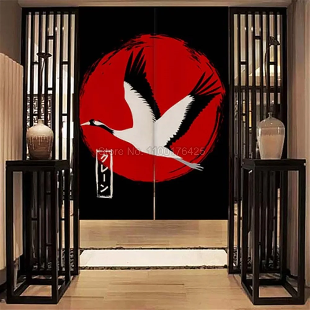 Japanese Style Samurai Warrior Partition Door Screen Restaurant Fabric Telescopic Rod Curtain Kitchen Window Wall Home Decor