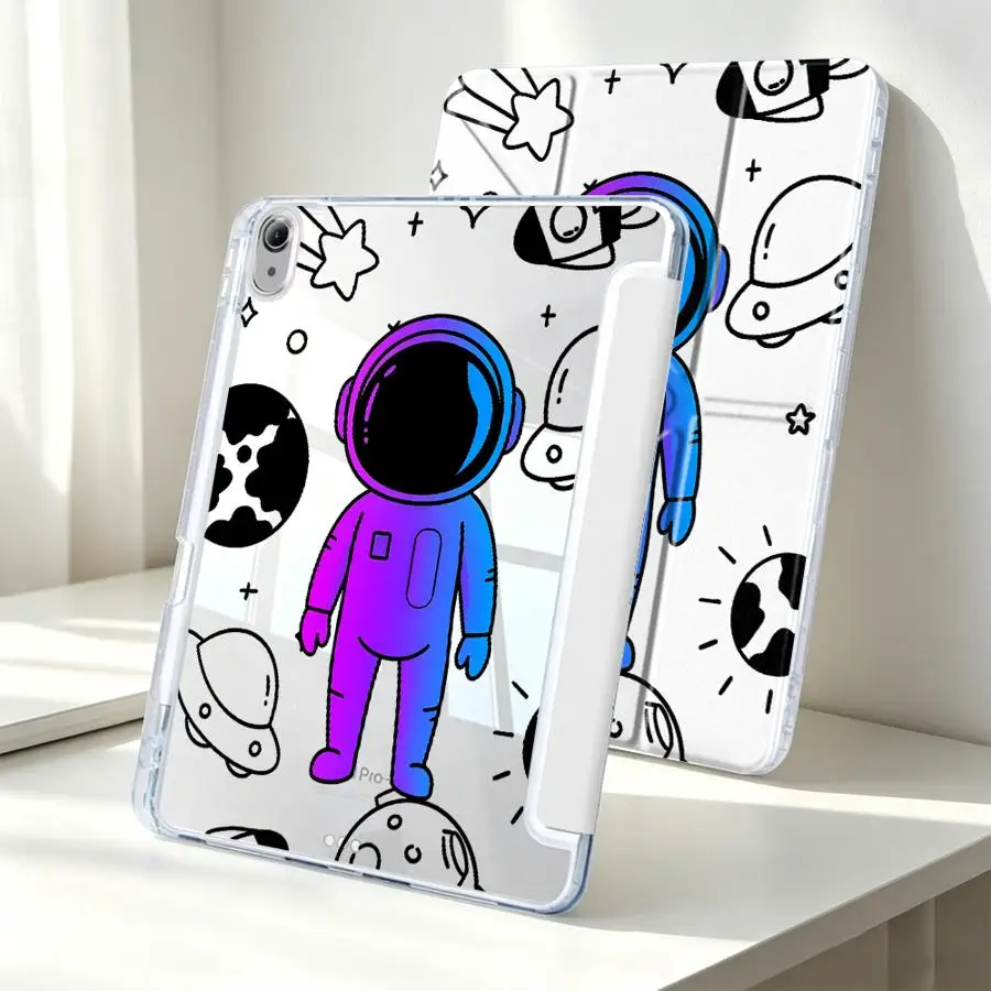 Purple Blue Astronaut Design With Pen Slot Cover Tablet Case For Samsung Galaxy Tab A9 Plus A8 S9 Plus S7 FE S8 S10 Lite A11