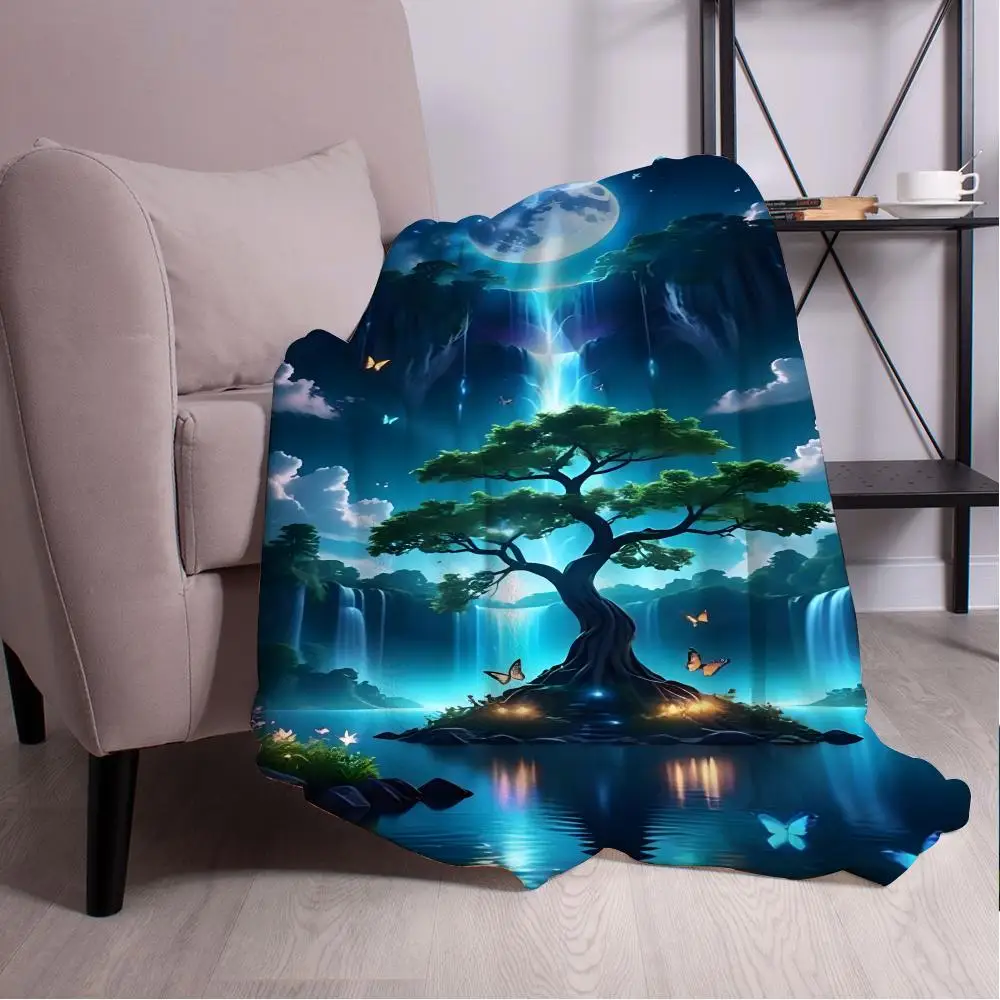 

Holy Church at night Throw Blanket Aesthetic Art Flannel Blanket Portable Home Travel Camping Sofa Picnic Thickening Flannel Bl