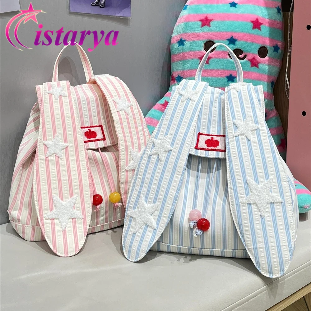 

Lolita Kawaii Rabbit Ear Embroidery Star Backpack Japanese Y2k JK Uniform Preppy Style Schoolbag Harajuku Cute Shoulder Bag