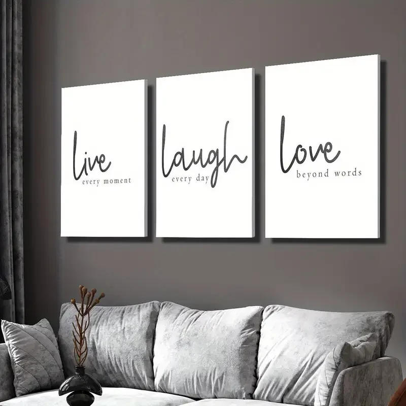 Motivational Poster, Life, Laughter, Modern Love Inspirational Quotes, Simple Text, Suitable For Home Wall Decoration, No Frame