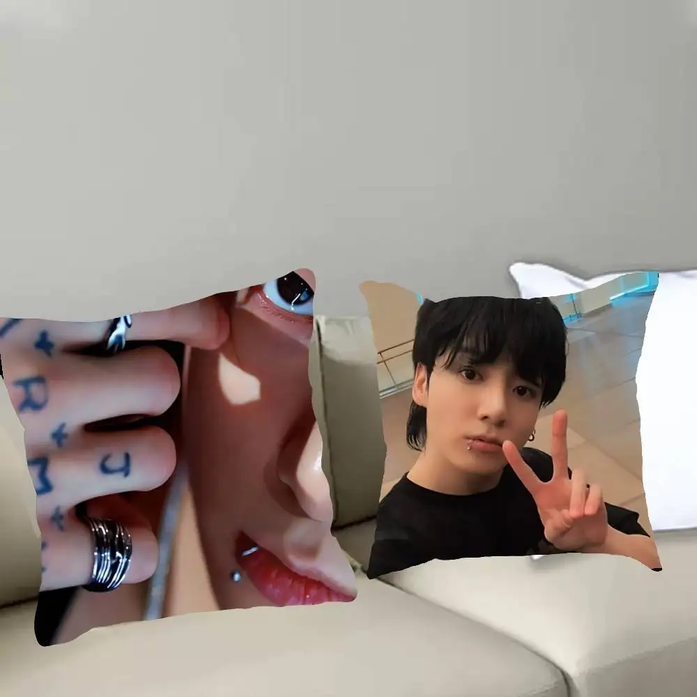 أغطية وسائد مربعة لطيفة قابلة للتخصيص من IdolJ-jung-k-kooks، أنيقة وناعمة، مثالية للأسرة والسيارات والأرائك.