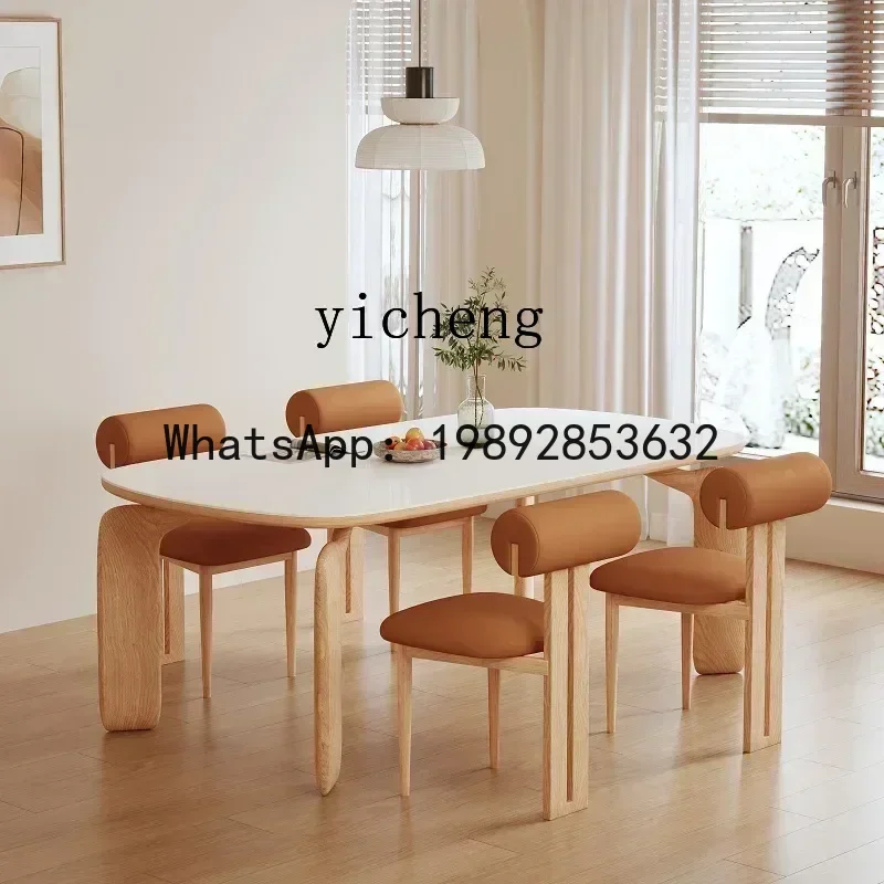 

X5-19 modern simple small apartment household slate solid wood rectangular dining table and chairs