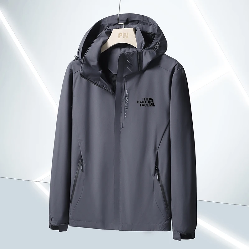 Chaqueta a prueba de viento para exteriores para hombre, cortavientos con capucha y cremallera, abrigo cálido impermeable para montañismo y bicicleta, primavera y otoño