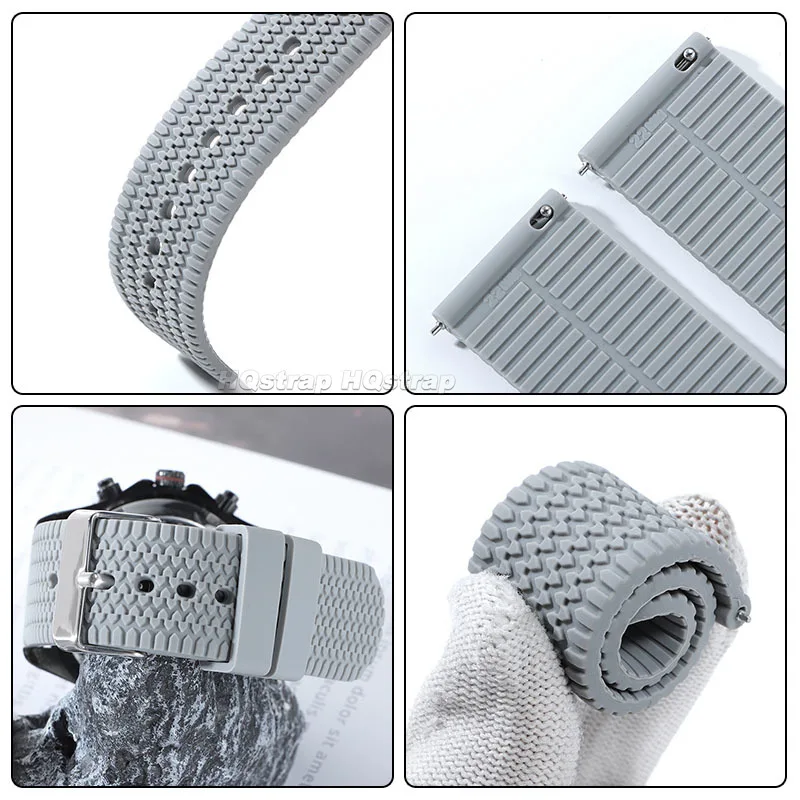 Силиконовый ремешок 18 мм, 20 мм, 22 мм, 24 мм для умных часов, ремешок для часов, мягкий резиновый водонепроницаемый ремешок, быстросъемный браслет для мужчин и женщин