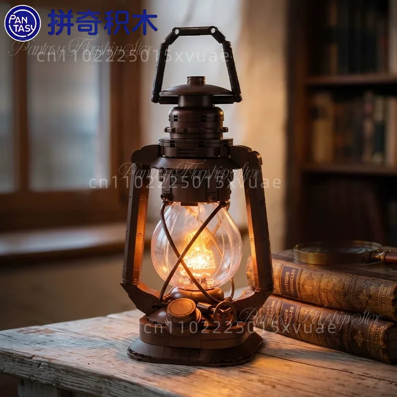 

Pantasy Vintage Portable Camping Light Building Blocks Assemble Rechargeable Outdoor Hanging Travel Light Model Collectible Gift