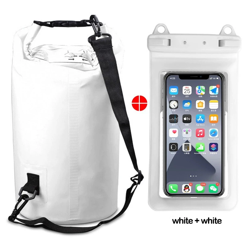 Wholesale PVC Material Foldable Waterproof Backpack + Mobile Phone Pouch Waterproof Bag Travel Kit Dry Bags for Water Sports
