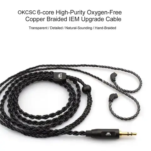 okcsc MMCX Earphone Replacement Cable 6Core Silver-Plated Upgrade Cable for Shure se315 SE535 SE846-CL for FiiO FH7 FA9 FH5s FH5