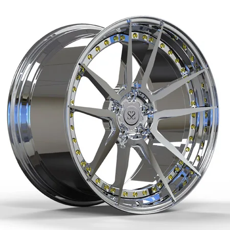 

Chrome Design 2 Piece 20inch Aluminum Alloy Forged Wheels With Golden Nuts for GTR