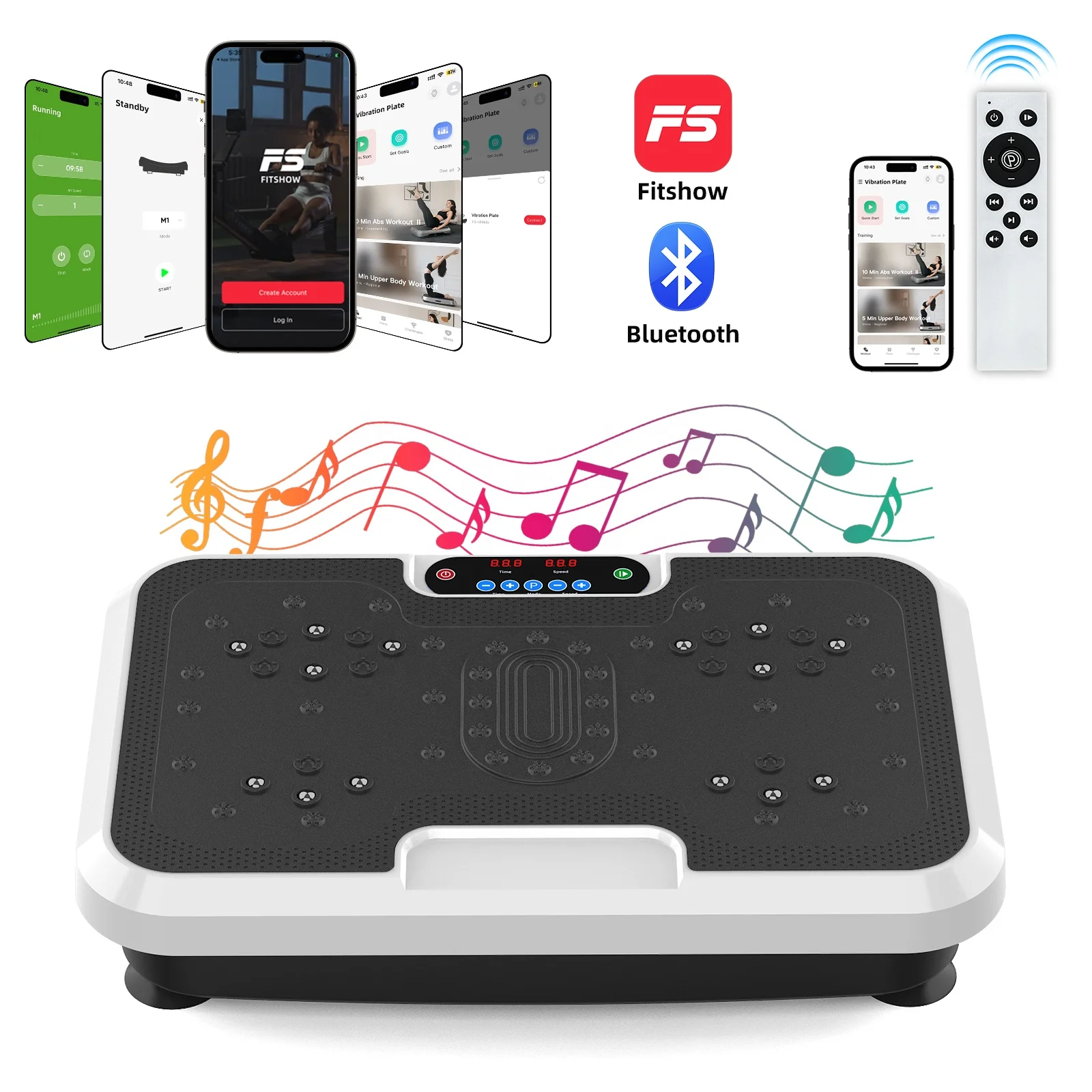 Smart App Control Vibration Plate with Intelligent Program Home Use Vertical Vibration Platform Machine for Full Body Workout