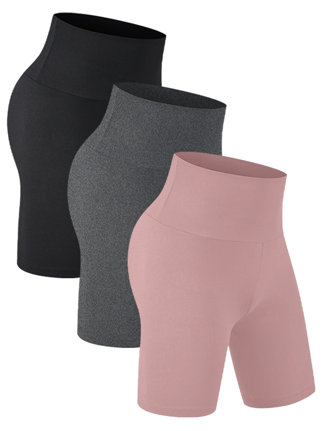 

3 шт. женских шорт с высокой талией, супермягкие, с эффектом утягивания живота, непрозрачные, для тренировок, йоги, бега, спортивные шорты