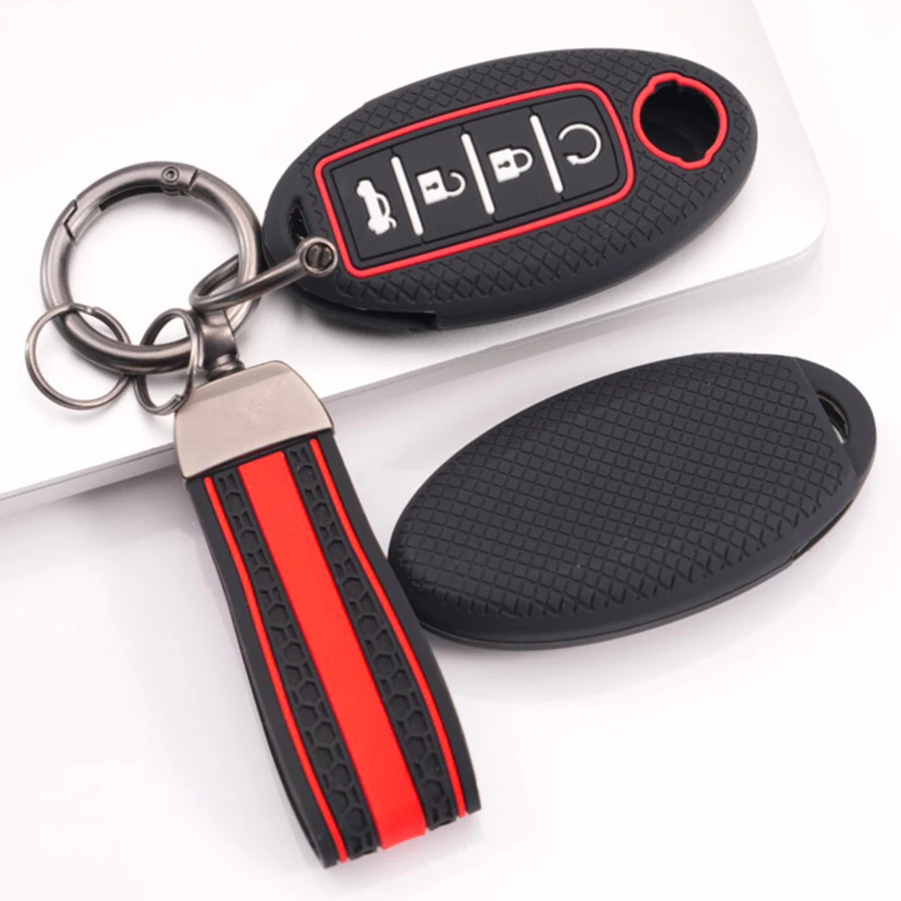 Soft Key Holder With Lanyard For Nissan Qashqai X Trail T32 T31 Juke J10 J11 Kicks Tiida Micra Altima Pathfinder Note Murano