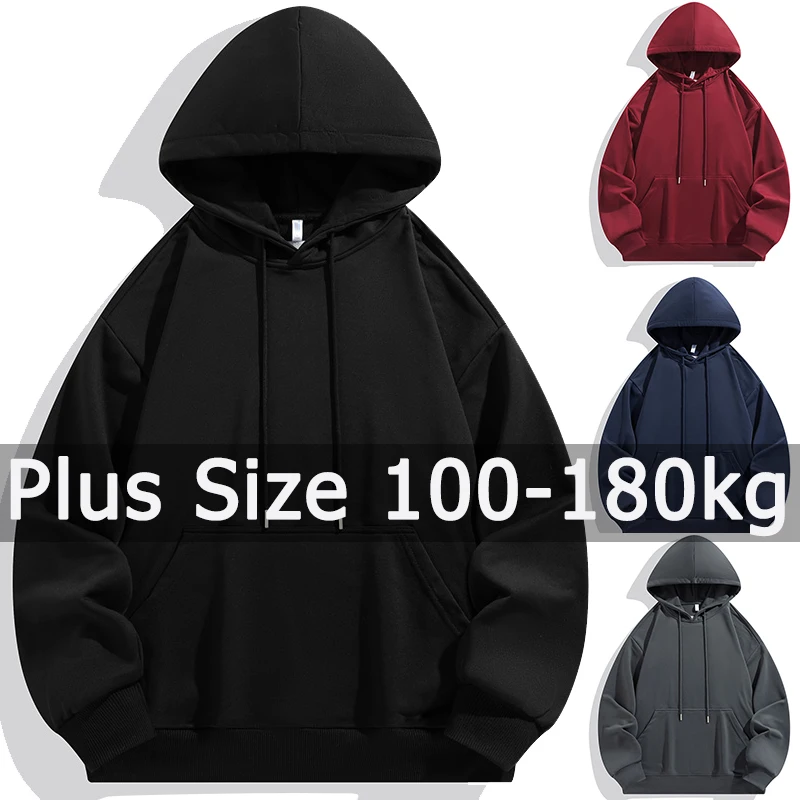 حجم كبير الرجال هوديي البلوز البلوز 6XL 7XL 90-180 كجم 100% القطن الخريف الشتاء طويلة الأكمام الرياضة القمم حجم كبير الرجال الملابس