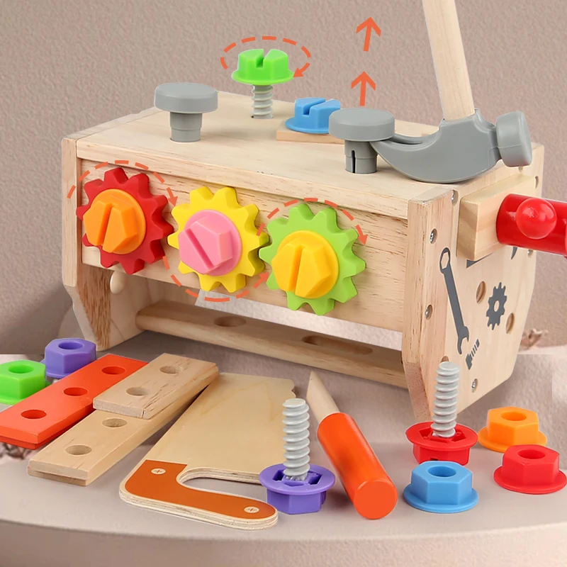 Set di attrezzi per bambini in legno Giocattolo da viaggio Stelo Giocattoli per l'apprendimento Per i più piccoli Giocattoli educativi da costruzione per bambini Ragazze Ragazzi Regali di festa