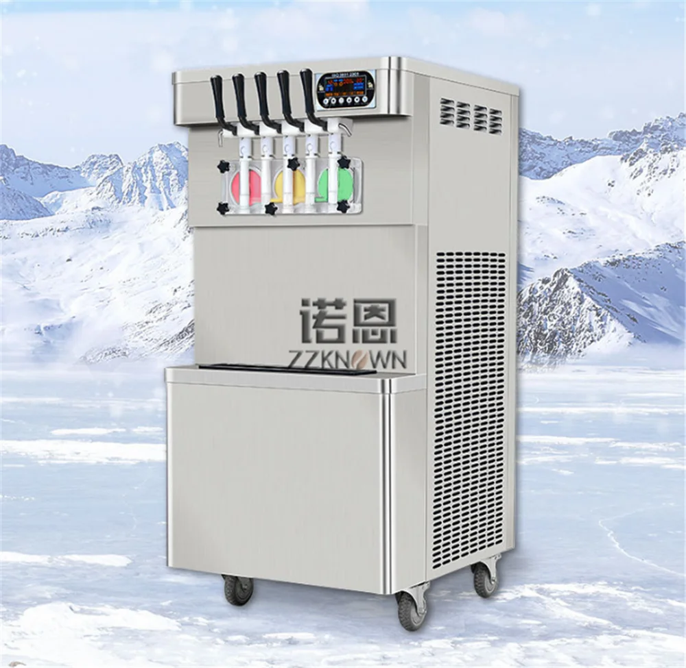 

Commercial High Power Ice Cream Machine Transparent Throat Seat 5 Flavors Soft Ice Cream Machine Yogurt Sundae 5 Flavors