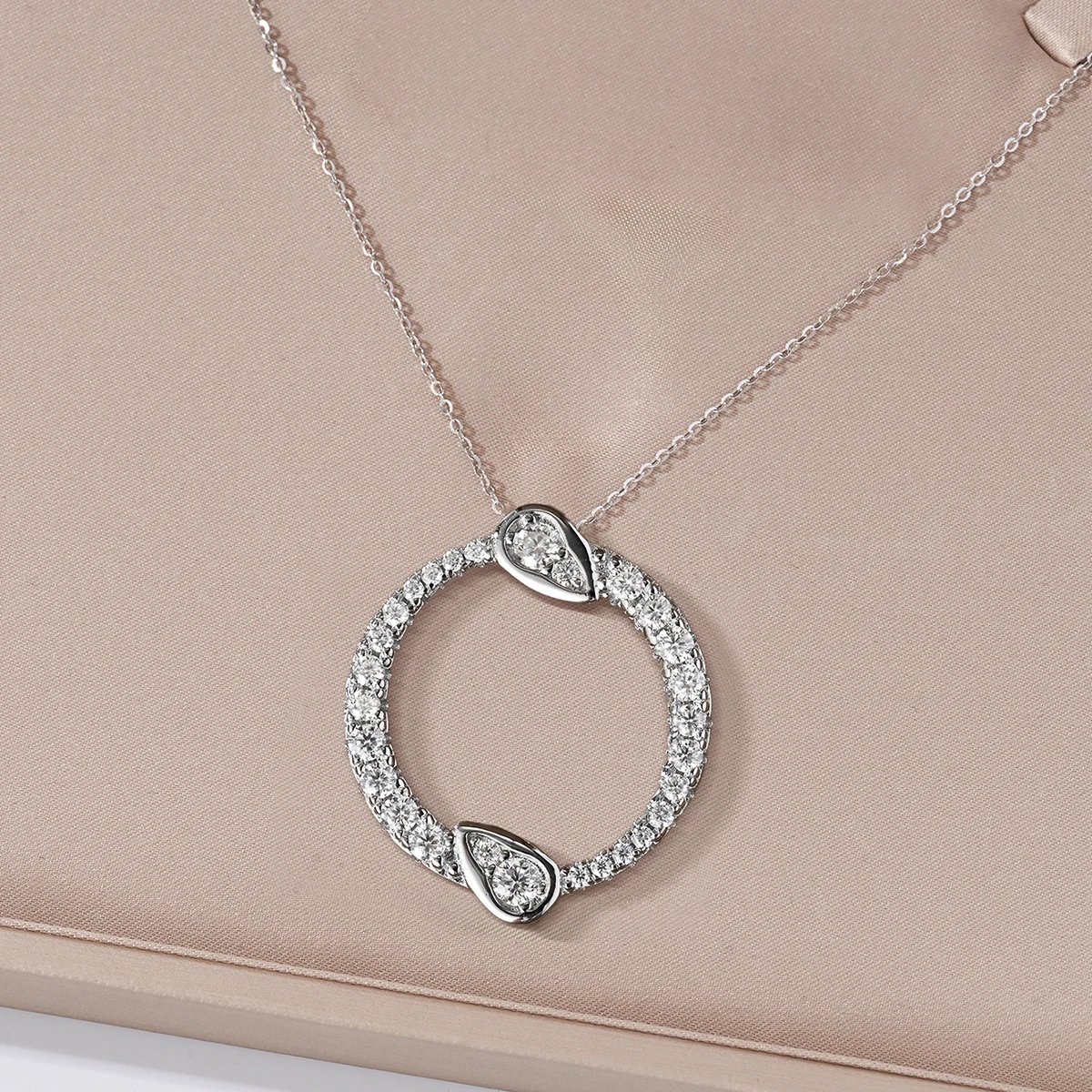 S925 Sterling Silver Plated with 18K White Gold Moissanite Double-Sided Necklace for women gift jewelry
