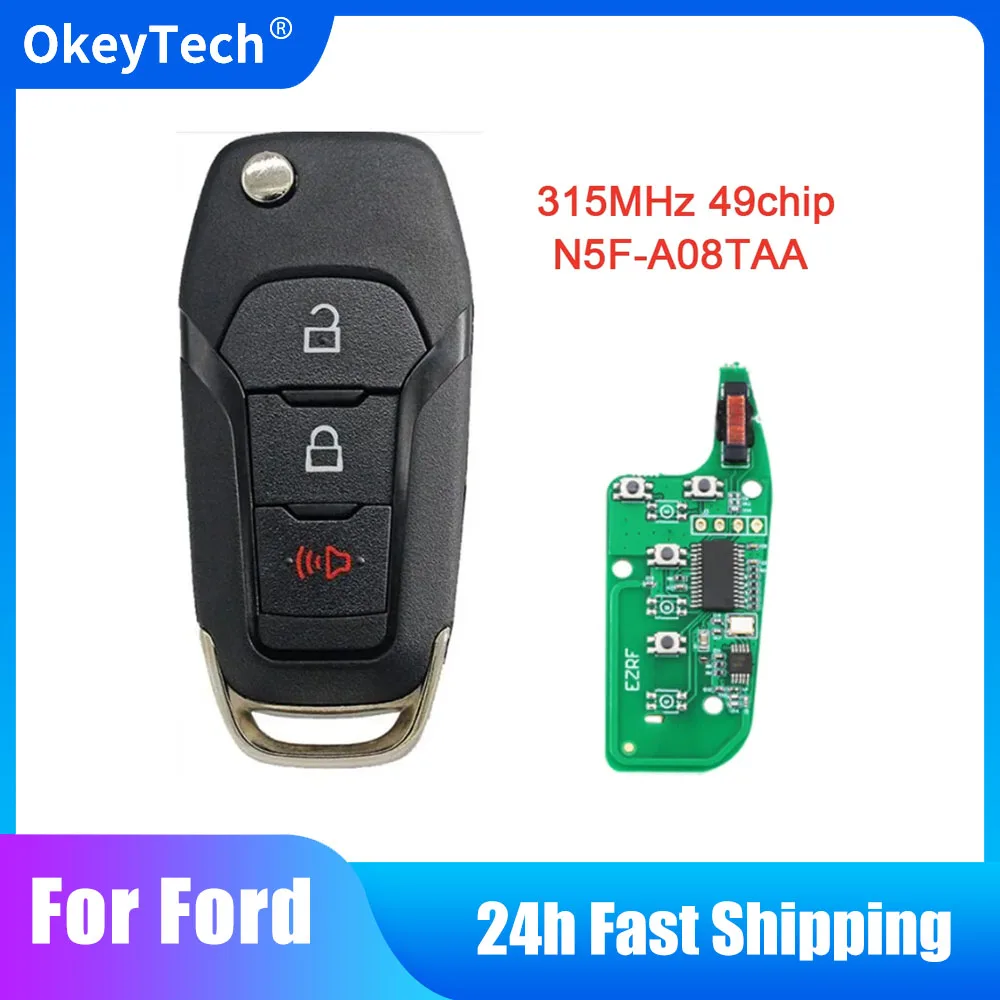 

OkeyTech N5F-A08TAA ID49 Chip 315Mhz автомобильный пульт дистанционного управления для Ford Escort Fusion Transit F150/F250 2013-2016 автоматический Флип-брелок