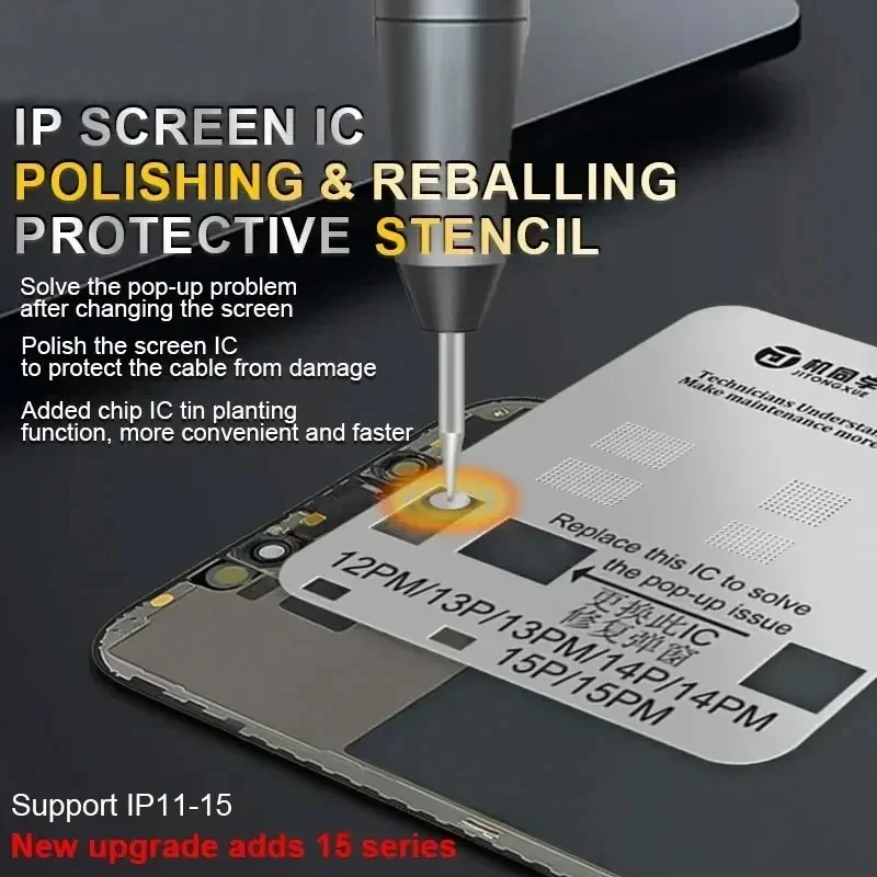 Fixst & JTX LCD Screen IC Chip Flex Cable Protection Stencil For iPhone 11-15 Pro Max Touch Display IC Tin Template Steel Mesh