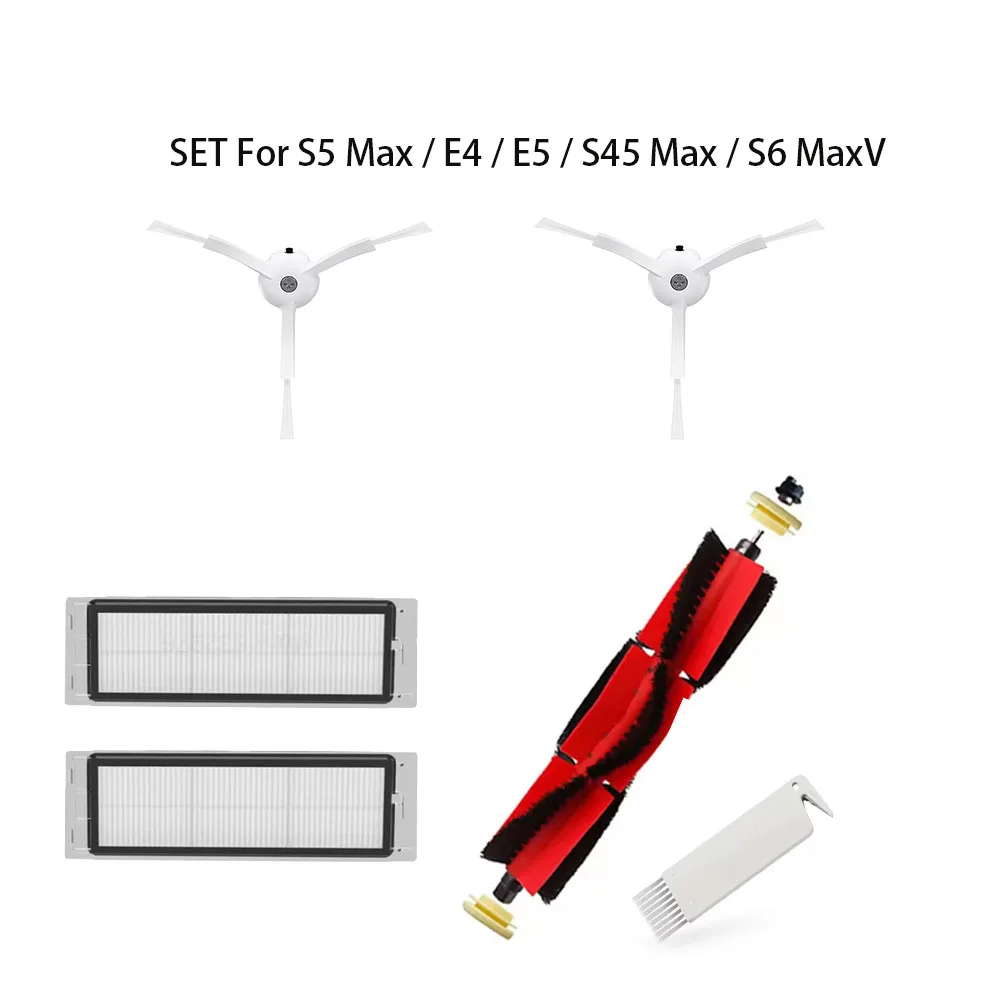 المجموعة الأصلية لـ Roborock S5 Max /E4 /E5/S45 Max /S6 MaxV فرشاة رئيسية قابلة للفصل مرشحات HEPA ملحقات فرشاة جانبية