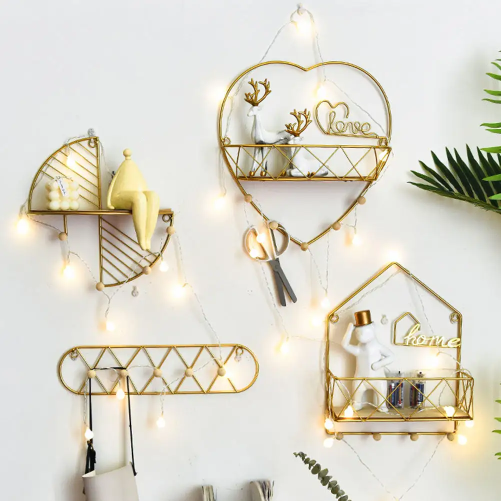 1pcs-gold-iron-wood-wall-mounted-rack-creative-clothing-hanger-storage-basket-decorative-shelf-for-hallway-study-sundries-stand
