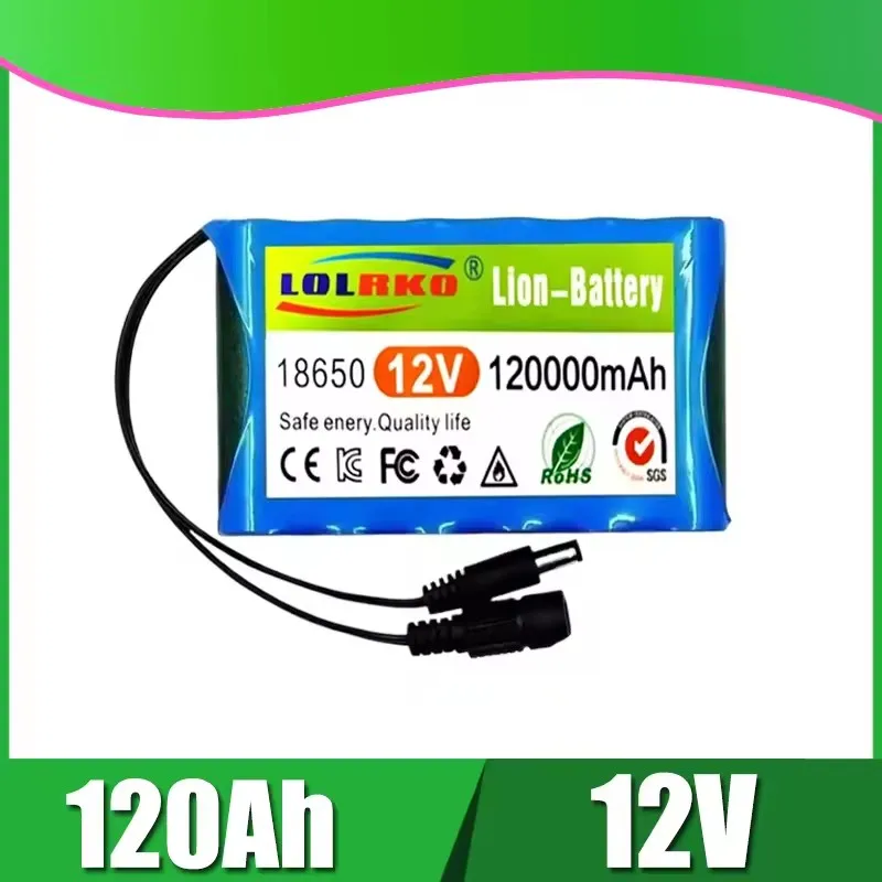 New Portable 3S2P 12V 120000mah Rechargeable Li-Ion Battery, For LED Lamp Light Backup Powe Etc+ Charger