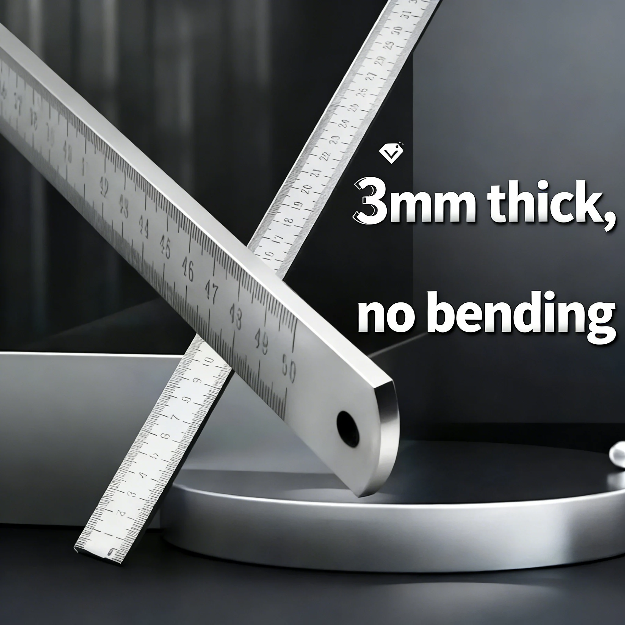 50cm Longquan Steel Ruler | Quenched Stainless Steel Car Window Breaker | Industrial Grade Measuring Tool