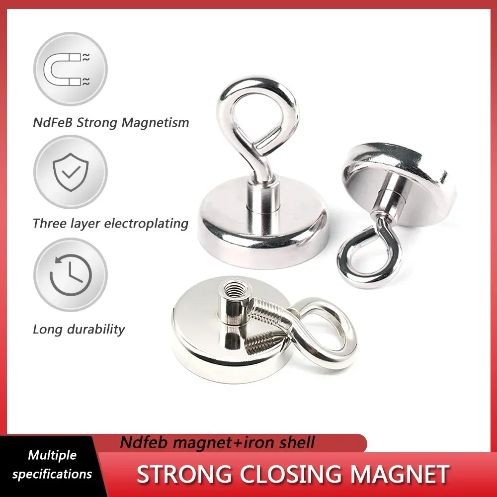 D20 D25 D32 NdFeB Strong Magnetic Hook Round Closed Magnet Strong Magnetic Fishing Sucker Anti-collision Permanent Magnet