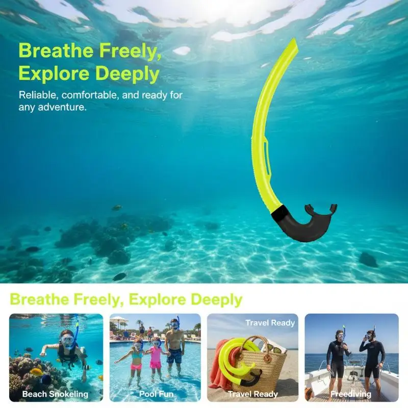【36CM PVC Snorkel Diving Breathing Tube Adult Flexible Adjustable Floating Snorkel Full Wet Freediving Training Tool】