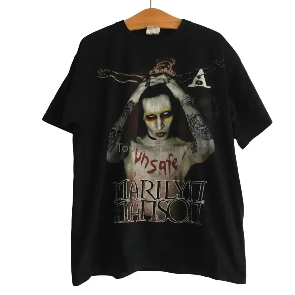 Men T Shirt Vintage Marilyn Manson Unsafe T-Shirt