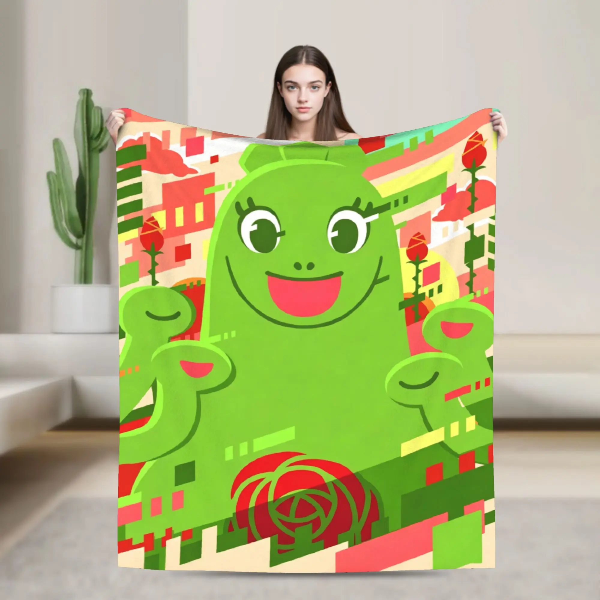 Chibi Monster Raids Again Blankets Fleece Summer Air Conditioning Anime Portable Soft Throw Blanket for Sofa Outdoor Bedspread