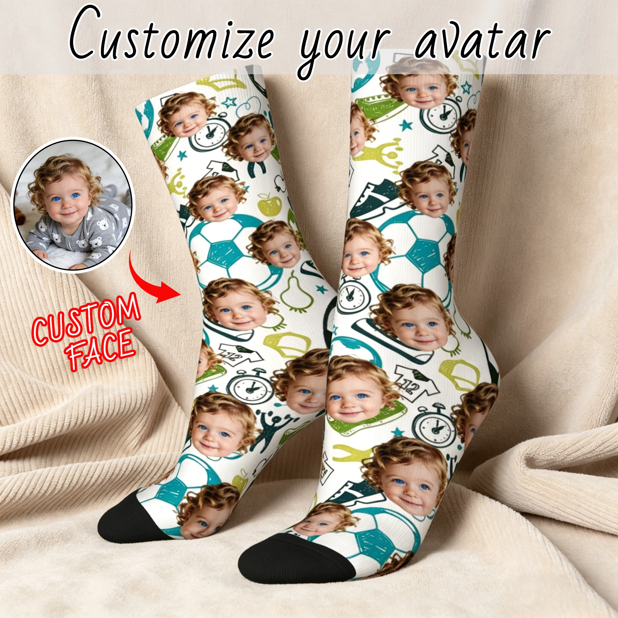 

CUTE Customized face-shaped socks DIY Unisex customized socks Personalized picture socks Photo socks Customized socks as gifts