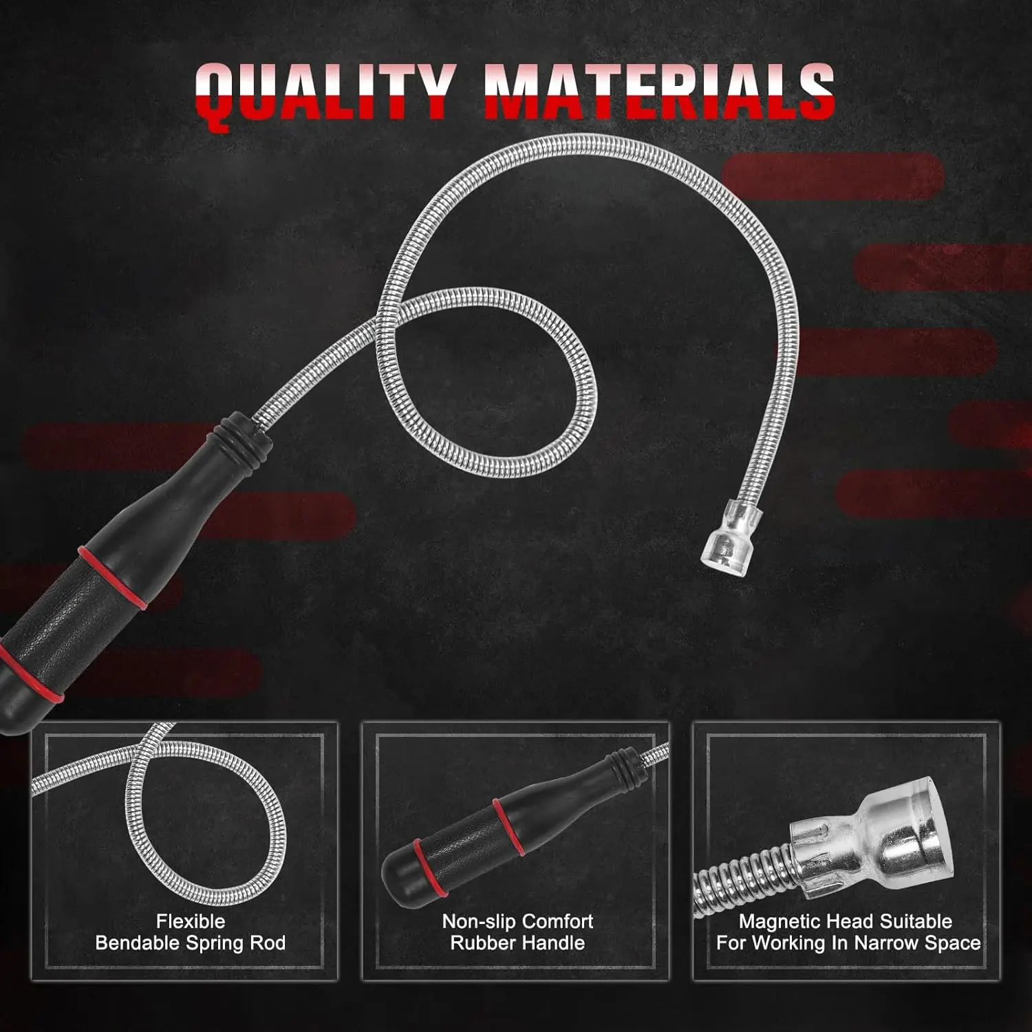 Flexible Magnetic Pickup Tool Extendable Magnetic Handheld Stick with Non-Slip Handle Retrieval Tools for Pick-up Screws Nuts