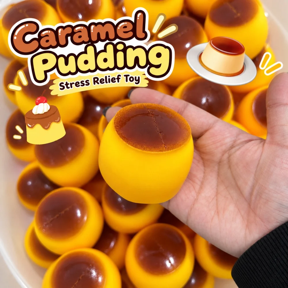 1Pc Caramel Pudding Squishy Toy Party Supplies Soft Squeeze Stress Relief Toy Treasure Box Prize Back to School Birthday Gift