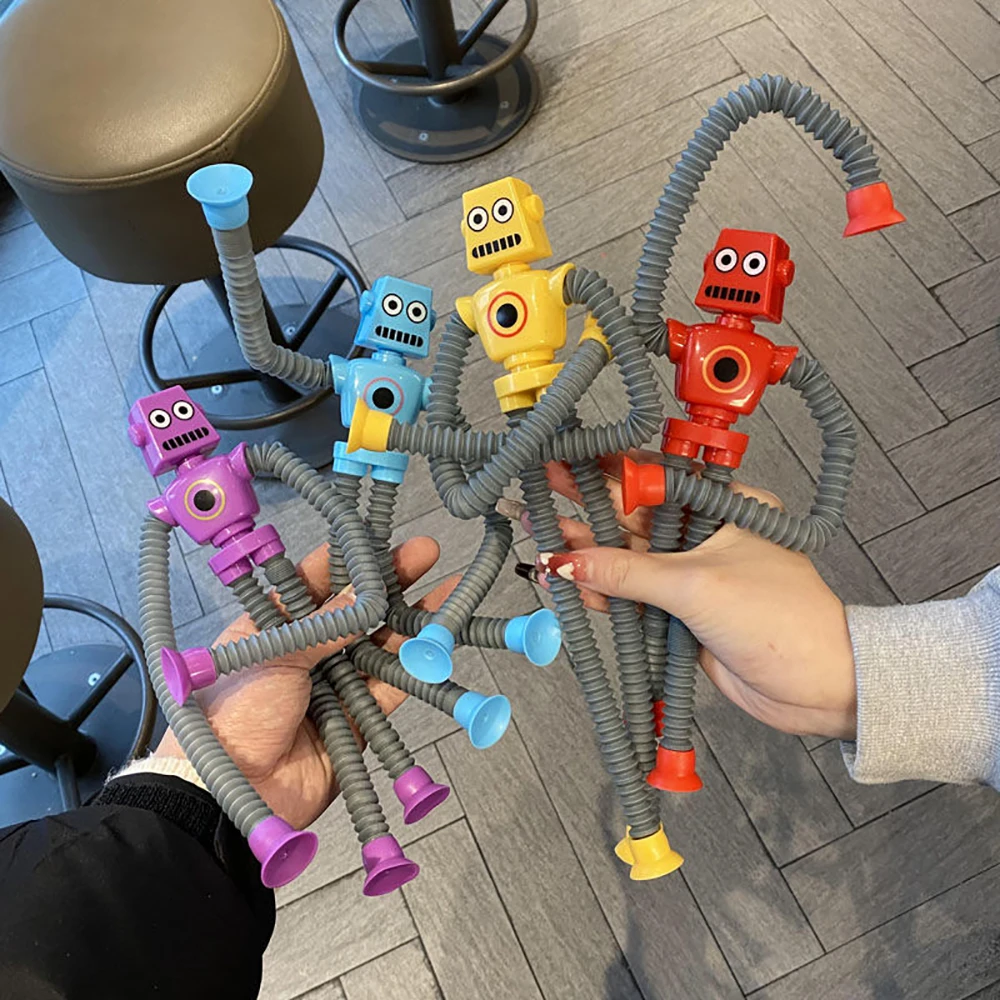 

Bendable Figure Robot Toy Telescopic Tube Sucker Flexible Kid Funny Decompression Distorted Deformation Doll Office Fidget Gift