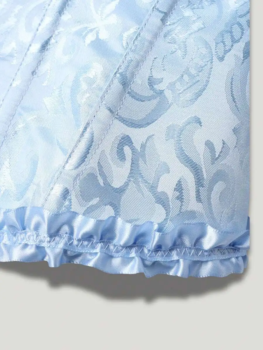 Light Blue Neoclassical Corset Shapewear For Women, Wedding Evening Dress Undergarment, Court Style Waist Trainer