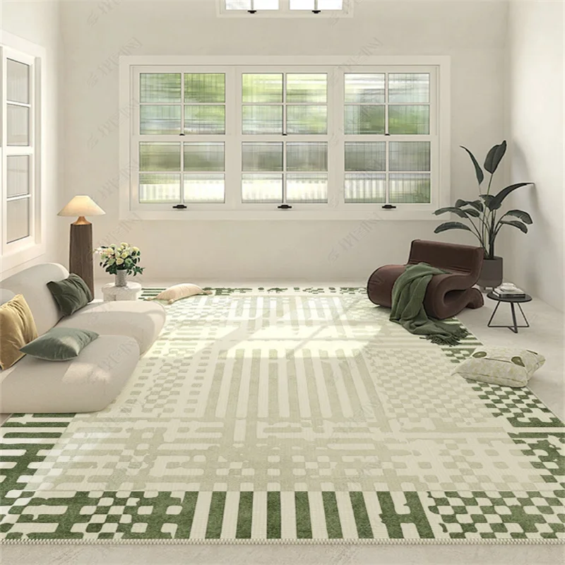 French Green Living Room Decoration Carpet Small Fresh Home Lounge Bay Window Non-slip Rug Luxury Balcony Bathroom Kitchen Rugs