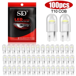 100/50/30Pcs Car T10 Led Bulbs 194 168 W5W LED Light Cold White Auto COB Silica Red Blue Green Yellow License Plate Lamp 12V