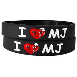 1PC New Black I Love MJ Michael Jackson Silicone Wristband Printed Black Bracelets&Bangles for Music Lovers Gifts Jewelry SH154