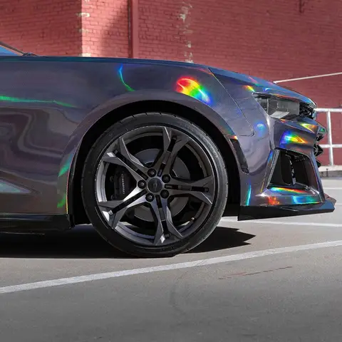 PET Gloss Laser Chrome Hex Holographic Black Honeycomb Vinyl Wrap Film Roll Self Adhesive Decal Sticker Motorbike Car Wrapping