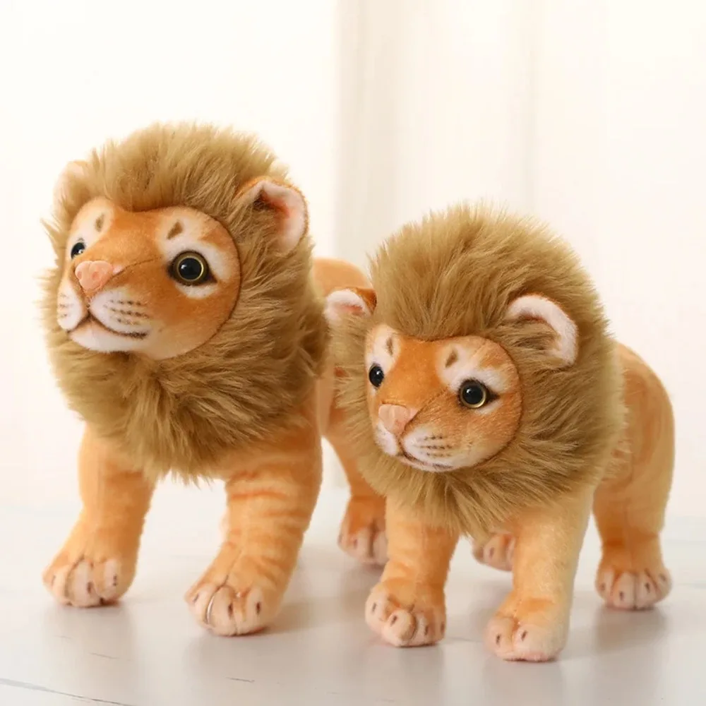 Forest Animal Simulation Male Lion Plush Toys Plush Doll Lion Lifelike Male Lion Stuffed Dolls 23/28cm Soft